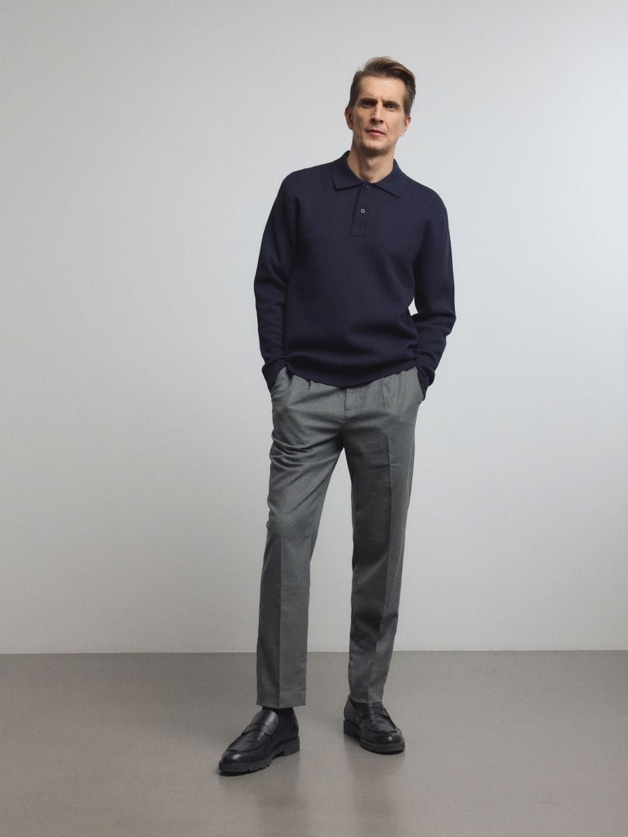 Regular trousers with wool blend - mid grey - RESERVED - 2