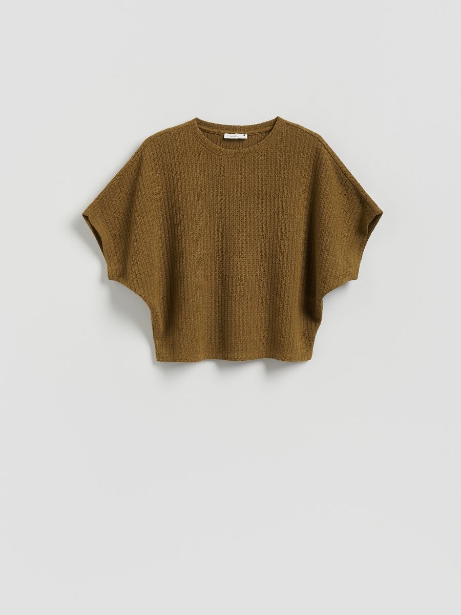 Strukturalny t-shirt kimono - ciemnozielony - RESERVED