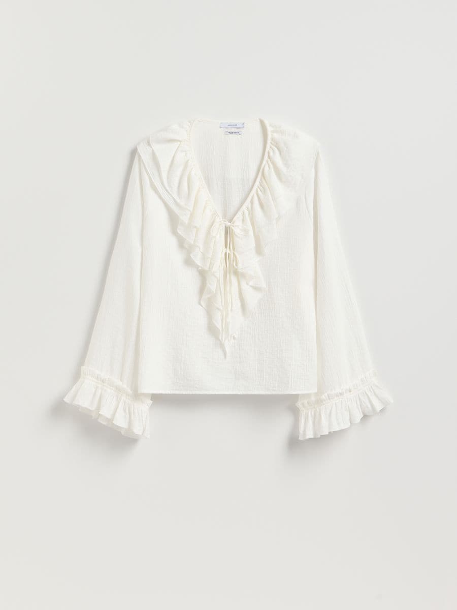 Ruffle blouse - white - RESERVED