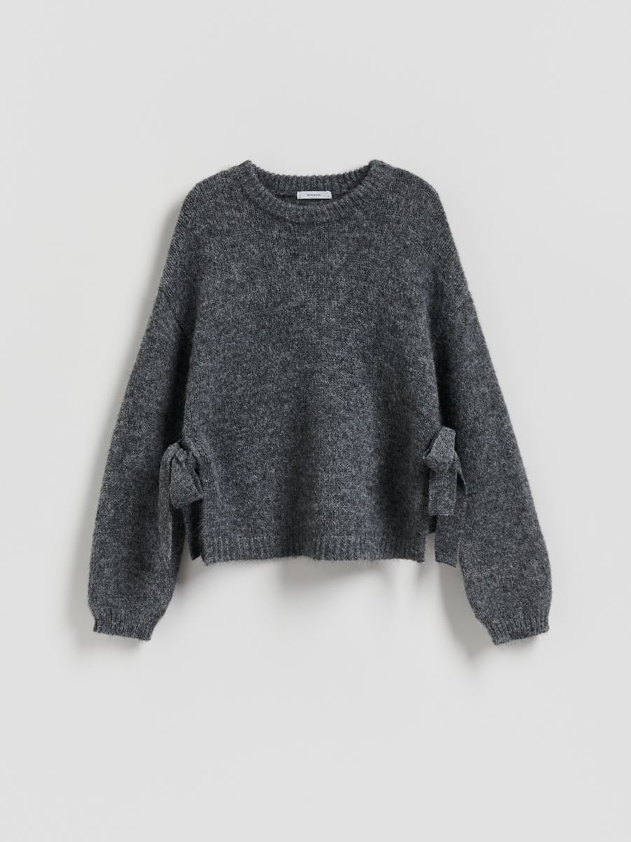 Sweater with bows - dark grey - RESERVED