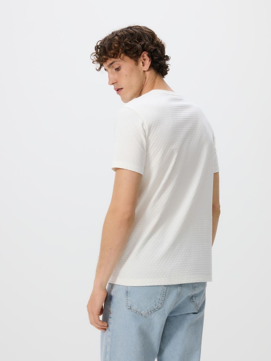 Regular fit structural fabric T-shirt - cream - RESERVED - 3