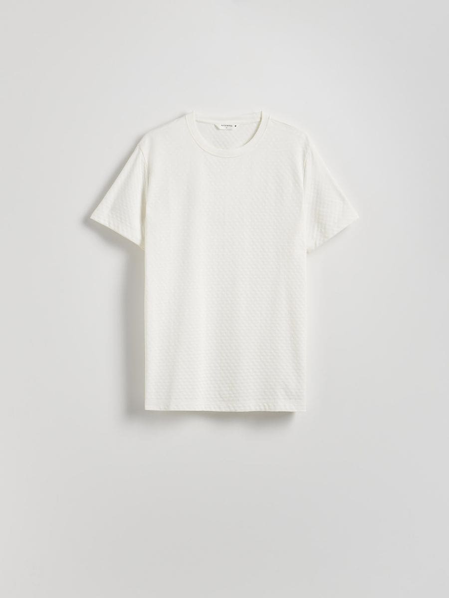 Regular fit structural fabric T-shirt - cream - RESERVED - 5