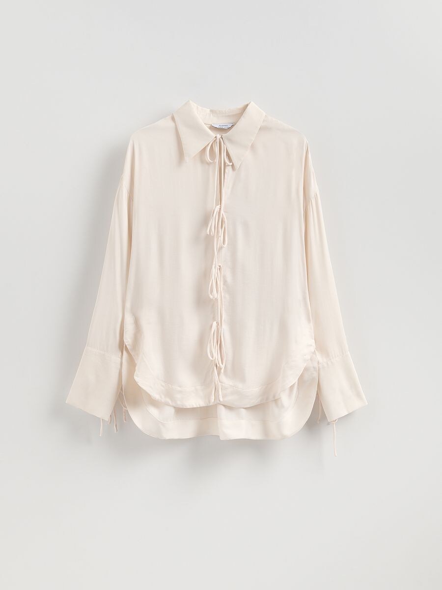 Blus med knytband - pastellrosa - RESERVED
