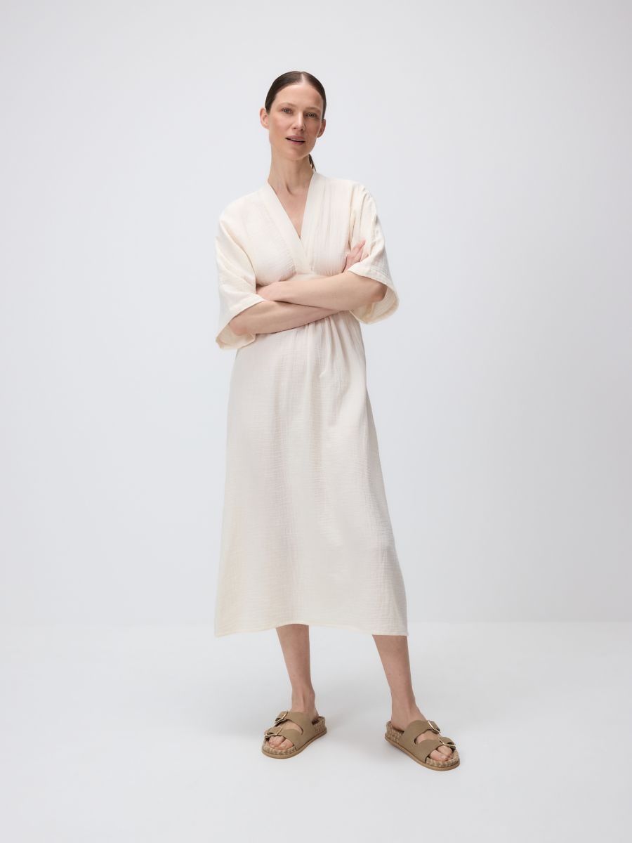 Φόρεμα τύπου κιμονό - κρεμ - RESERVED - 3