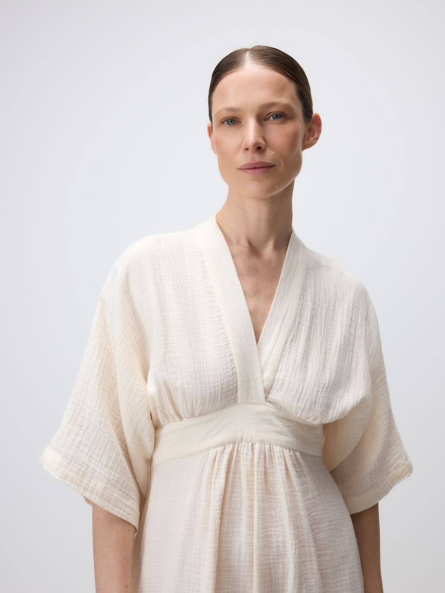 Φόρεμα τύπου κιμονό - κρεμ - RESERVED - 4