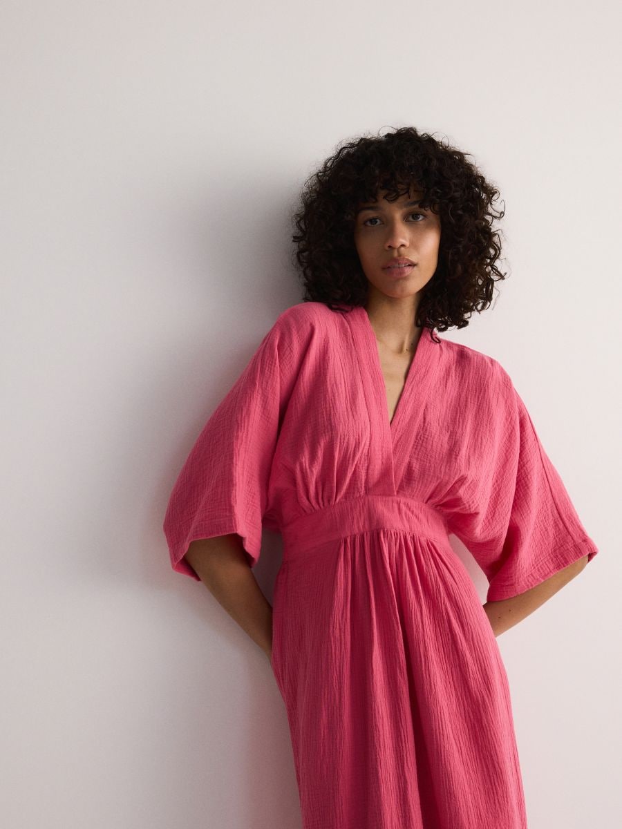 Sukienka typu kimono - intensywny róż - RESERVED - 2
