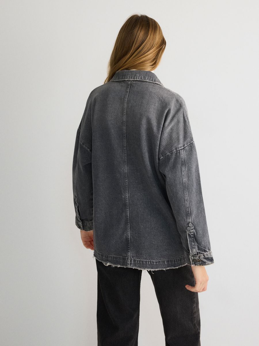 Jeansowa koszula oversize - szary - RESERVED - 3