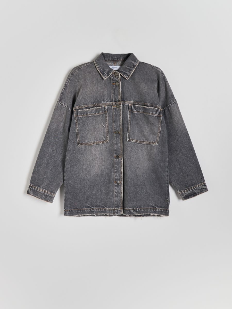 Jeansowa koszula oversize - szary - RESERVED - 4