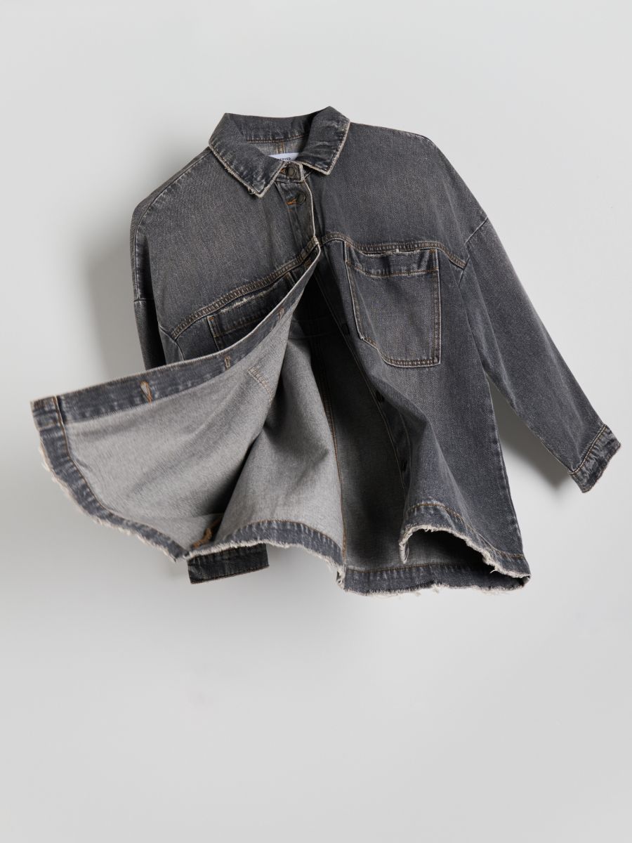 Jeansowa koszula oversize - szary - RESERVED - 6