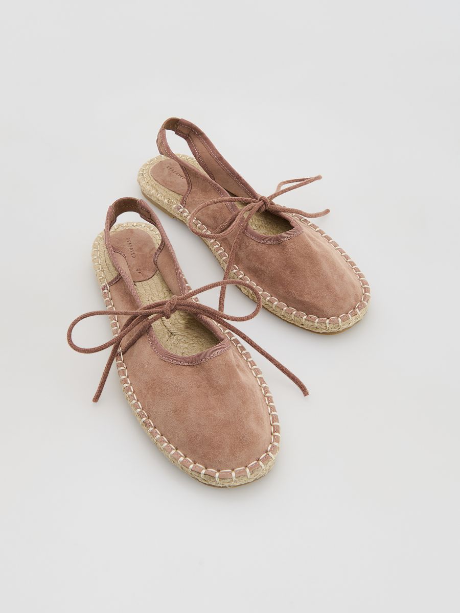 Suede espadrilles with ties - coffee - RESERVED - 3