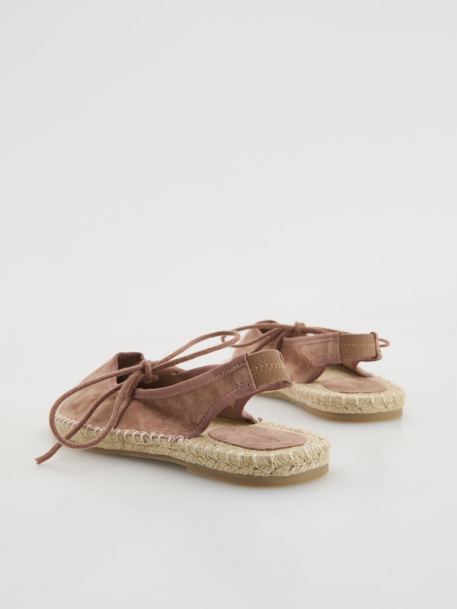 Suede espadrilles with ties - coffee - RESERVED - 3