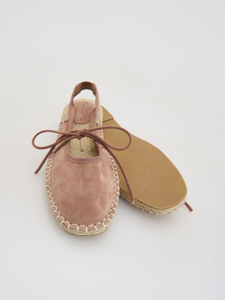 Suede espadrilles with ties - coffee - RESERVED - 5