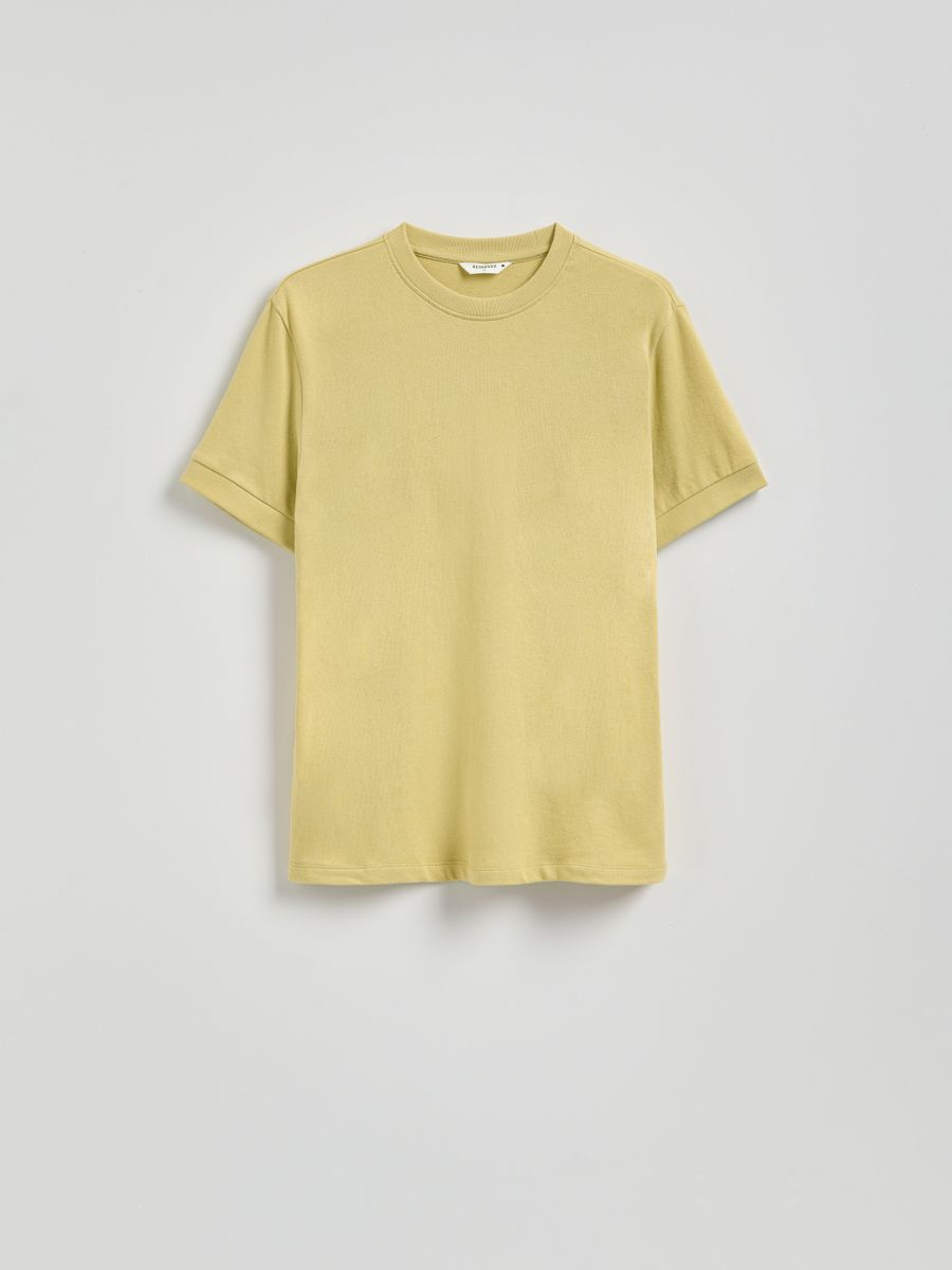 Regular fit cotton T-shirt - pale green - RESERVED