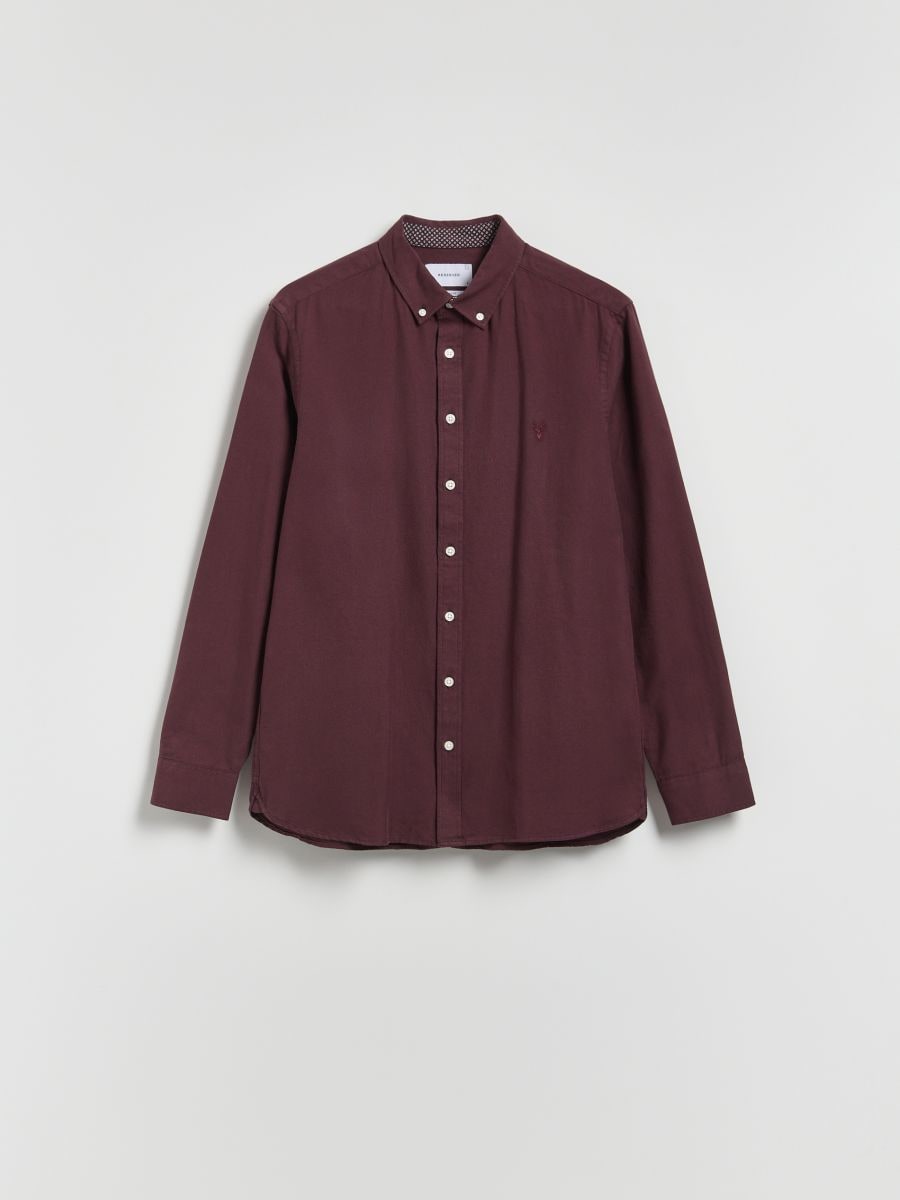 Памучна риза slim fit - кестеняв - RESERVED