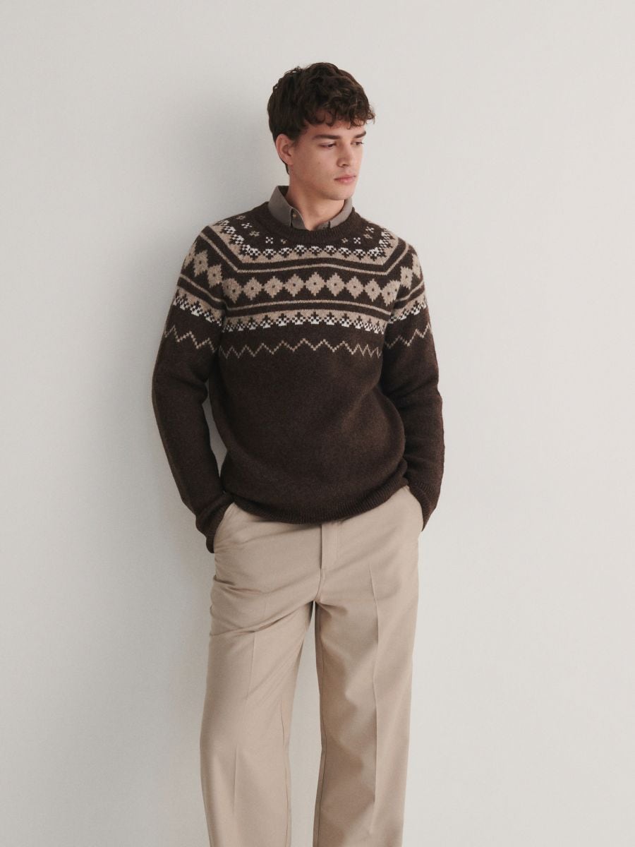 Wzorzysty sweter - wielobarwny - RESERVED - 2