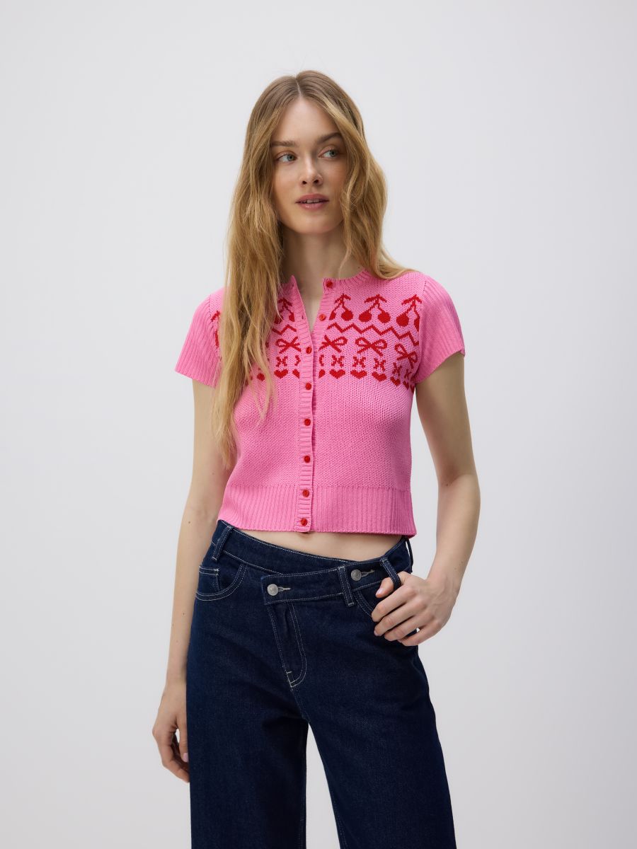 Gemusterter Pullover - rosa - RESERVED