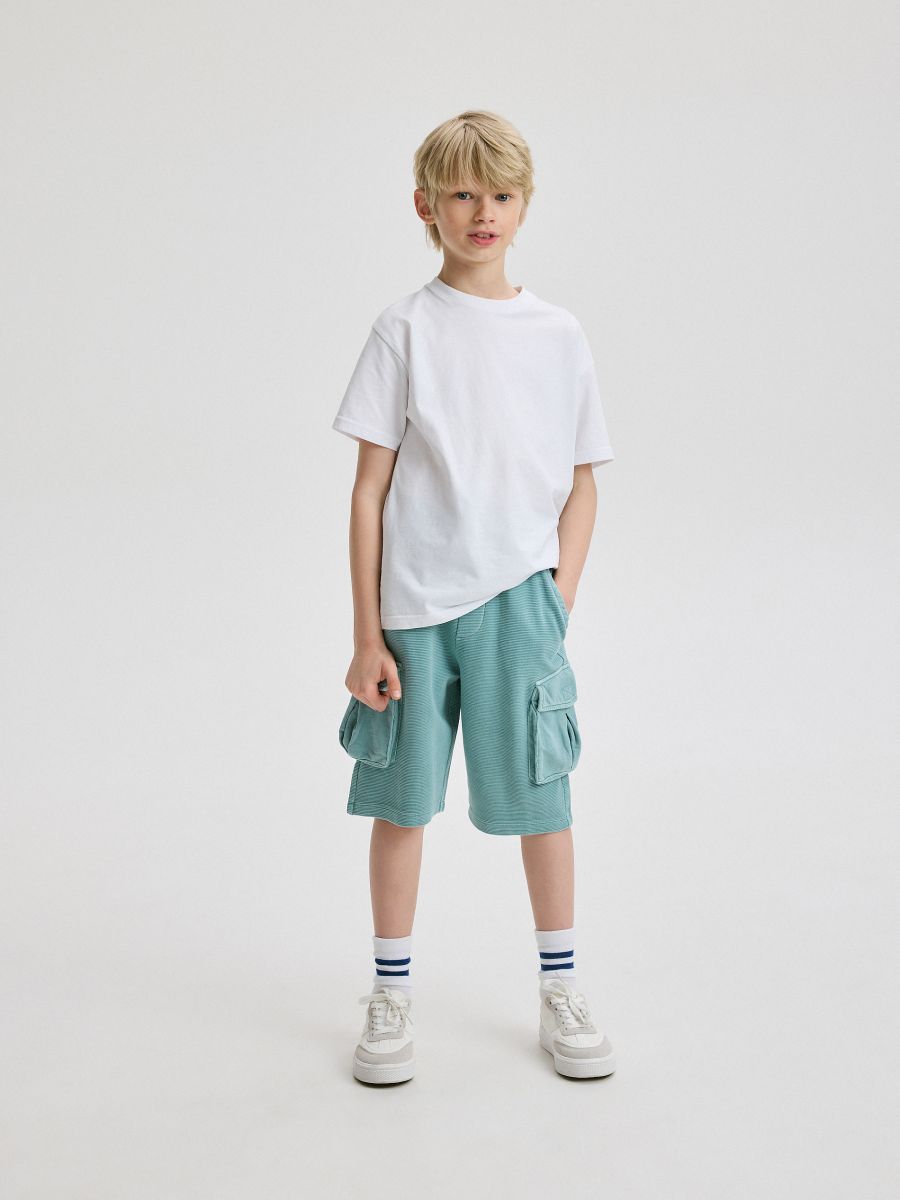 Cargoshort van structuurstof - BLAUWGROEN - RESERVED - 3