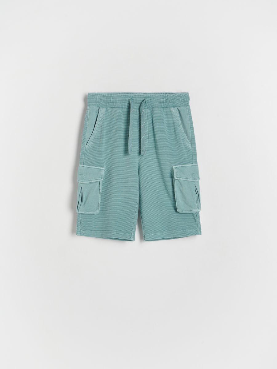 Cargoshort van structuurstof - BLAUWGROEN - RESERVED - 2