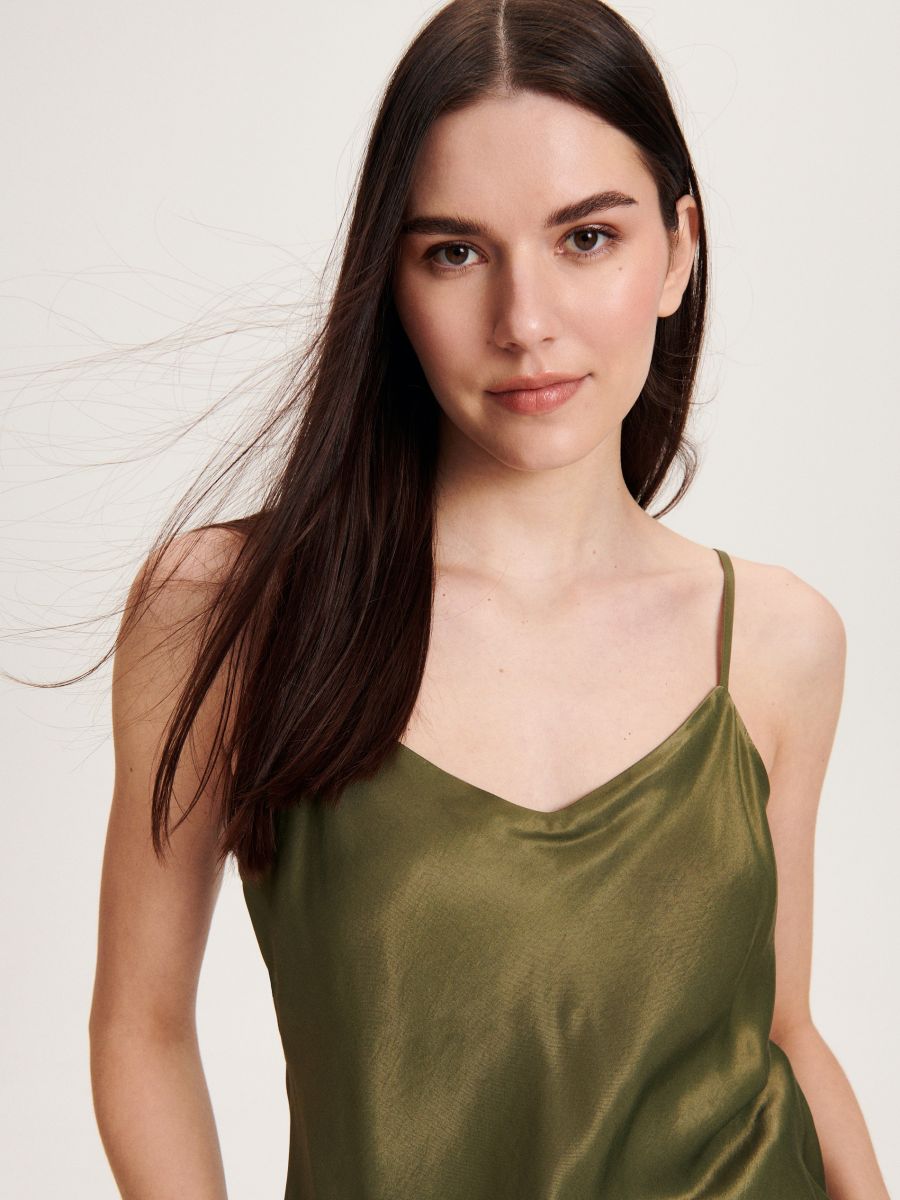 Bluza od satena - maslina - RESERVED - 3