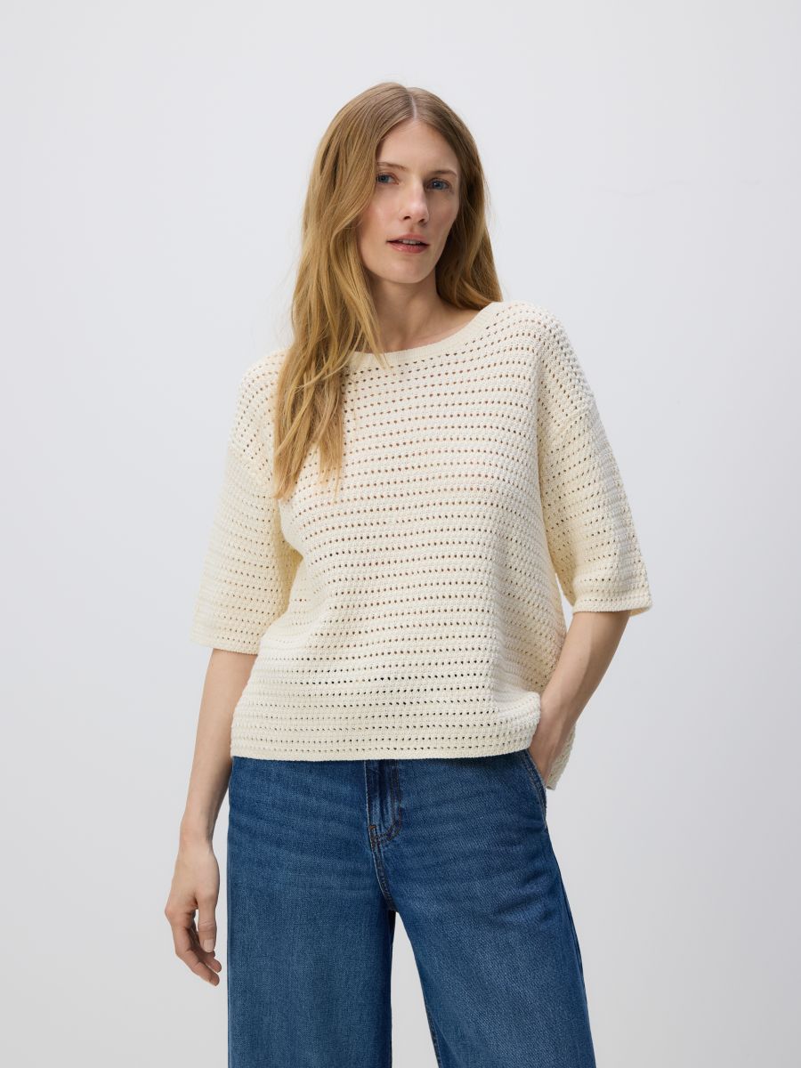 Openwork sweater with short sleeves - nude - RESERVED - 2