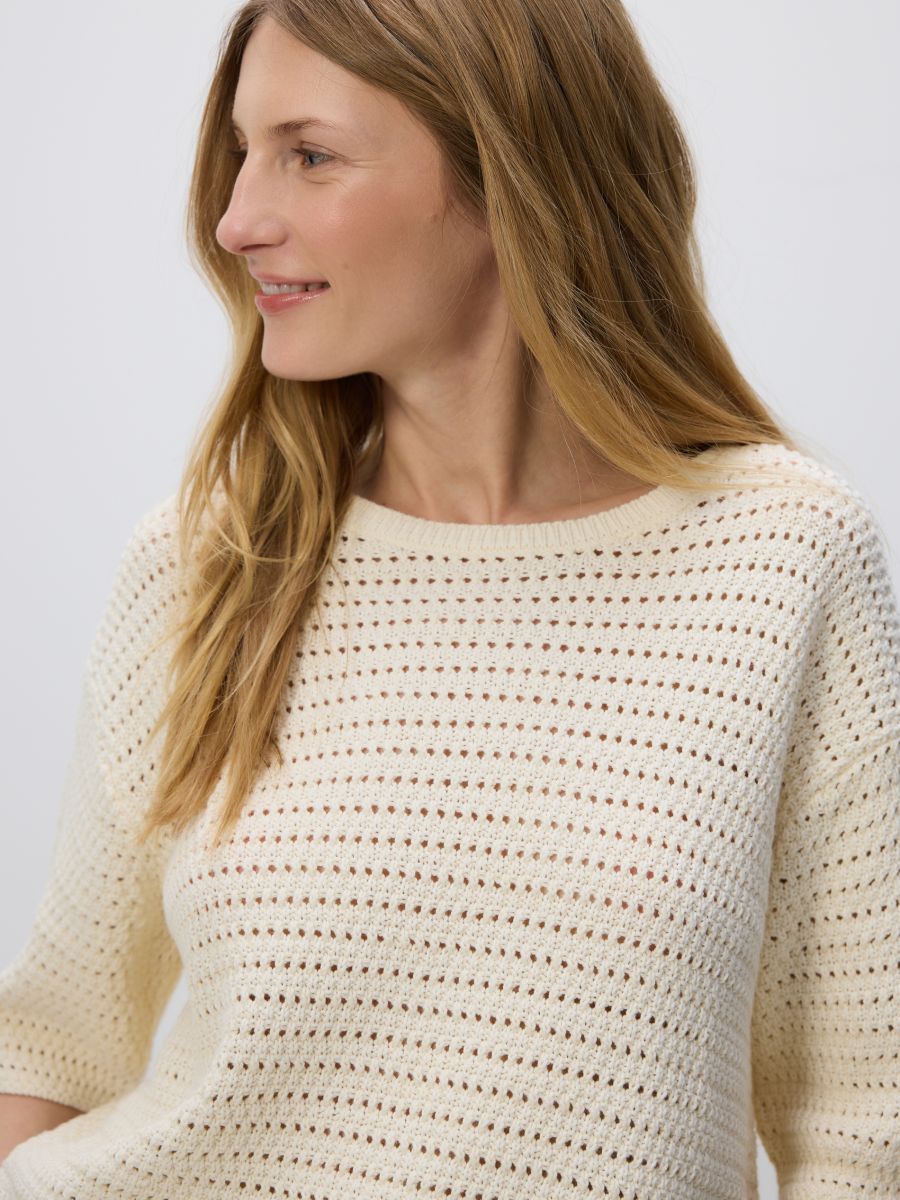 Openwork sweater with short sleeves - nude - RESERVED - 3