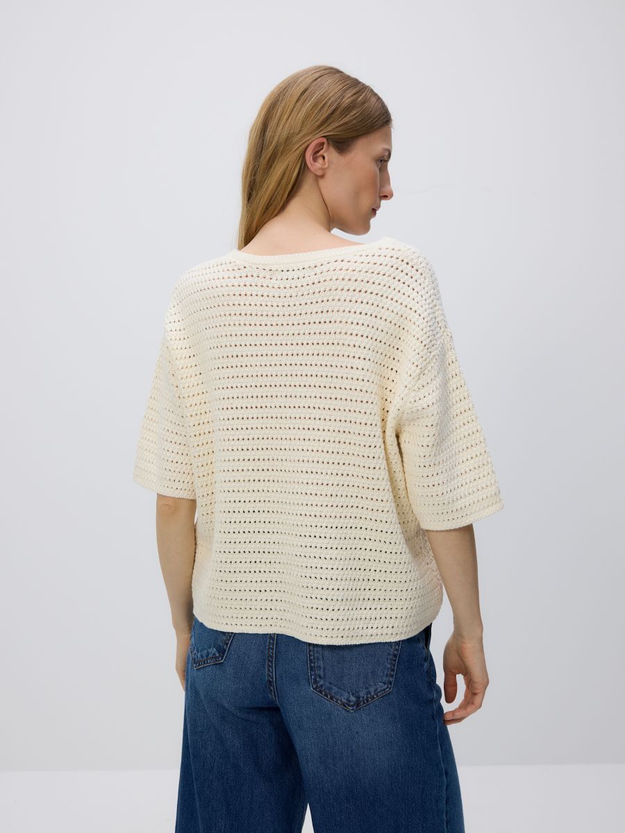 Openwork sweater with short sleeves - nude - RESERVED - 4