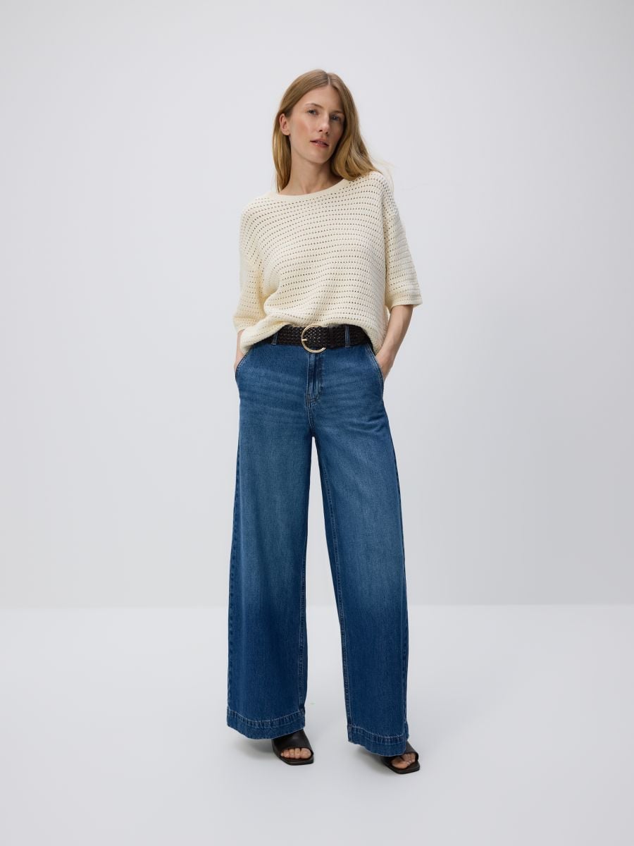 Openwork sweater with short sleeves - nude - RESERVED - 5