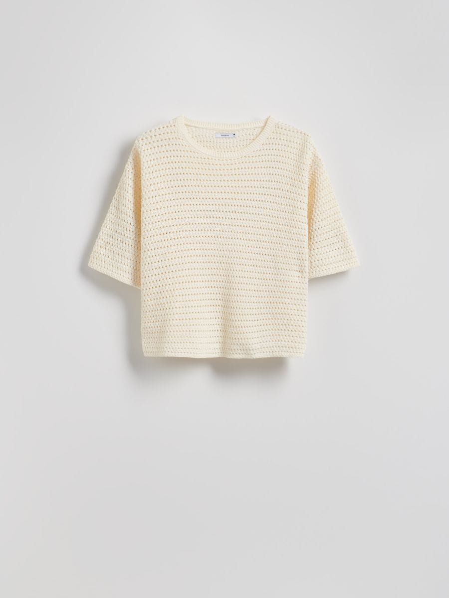 Openwork sweater with short sleeves - nude - RESERVED - 6