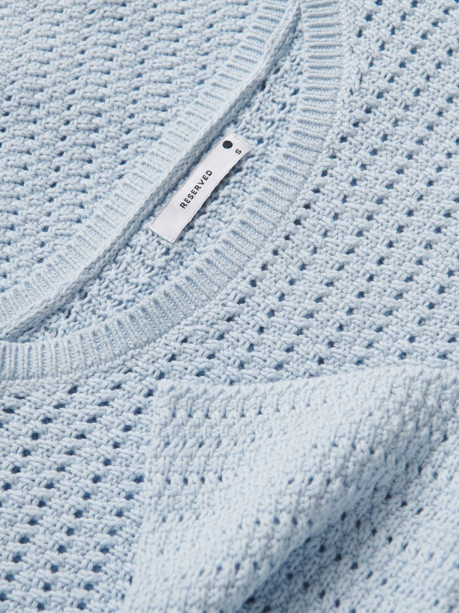 Openwork sweater with short sleeves - pale blue - RESERVED - 6