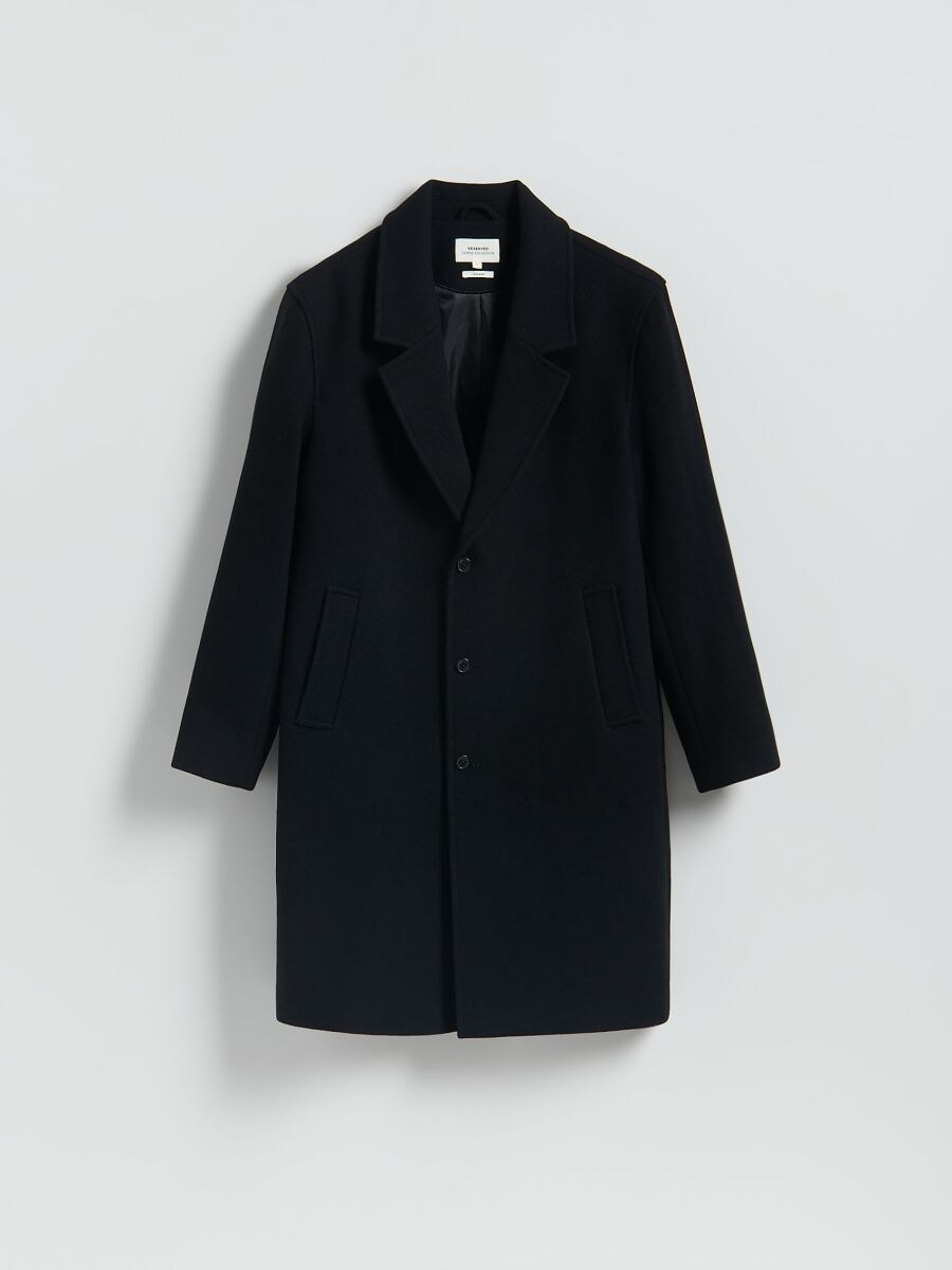 Manteau en laine mélangée - noir - RESERVED