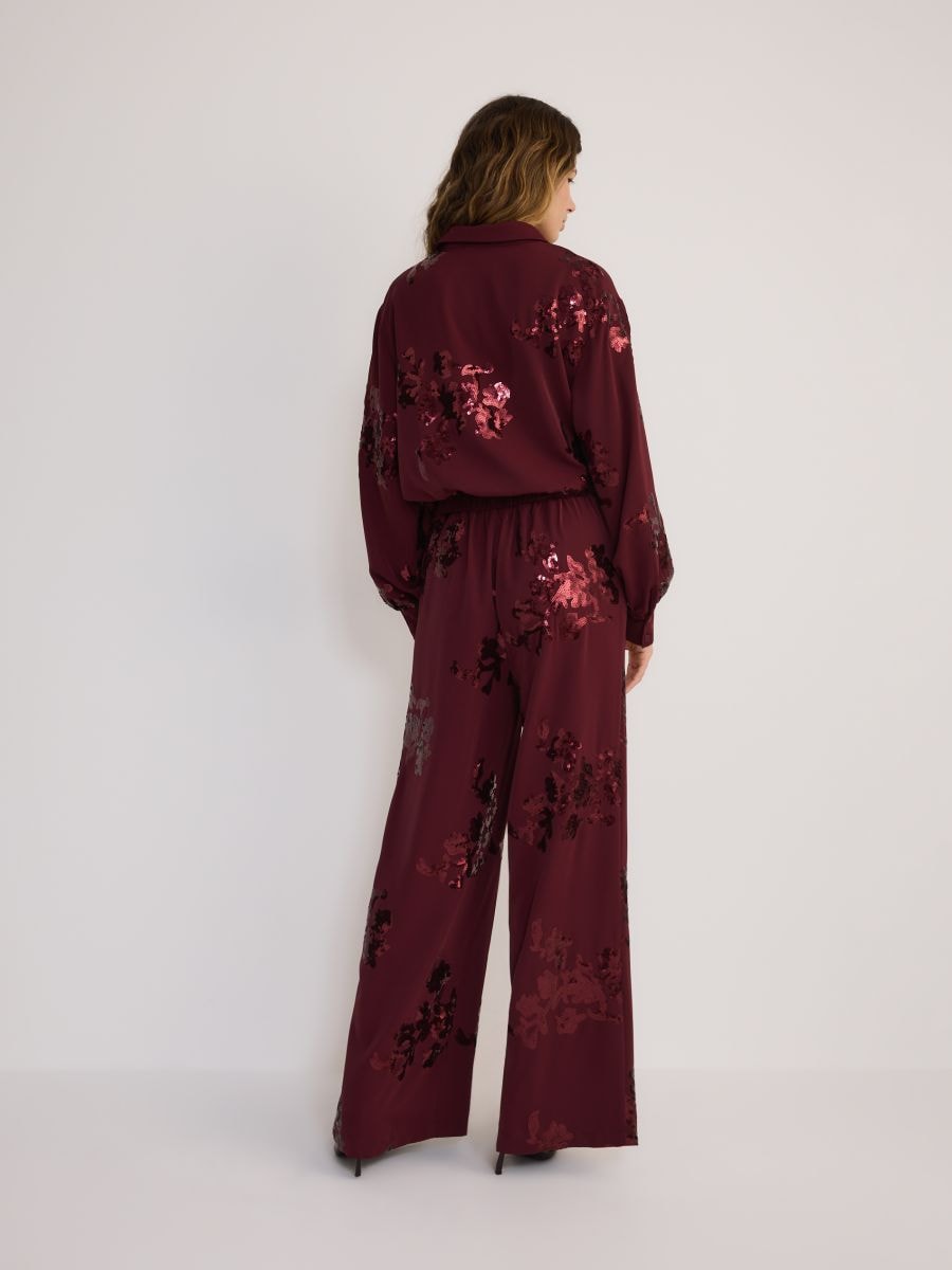 Loose-fit pants with sequin appliqués - burgundy - RESERVED - 2
