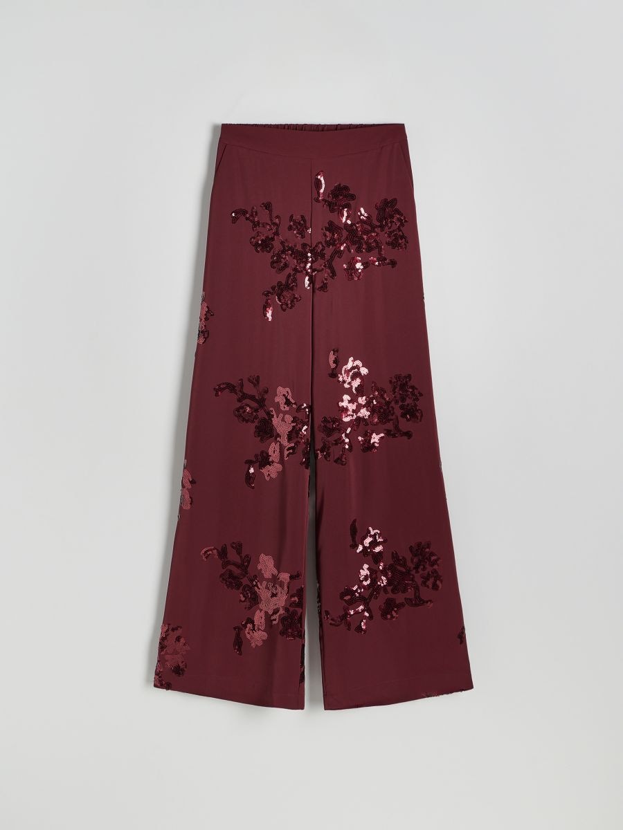Loose-fit pants with sequin appliqués - burgundy - RESERVED - 5