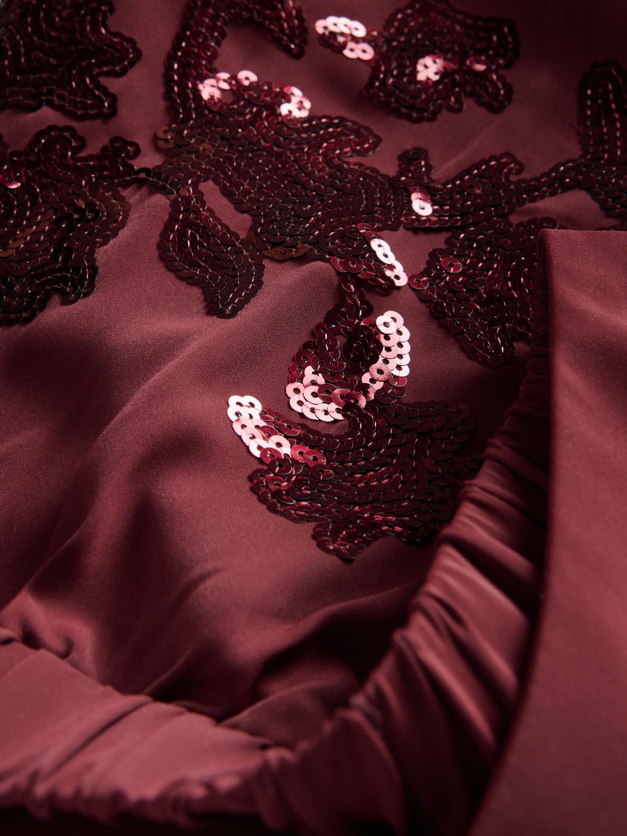 Loose-fit pants with sequin appliqués - burgundy - RESERVED - 6