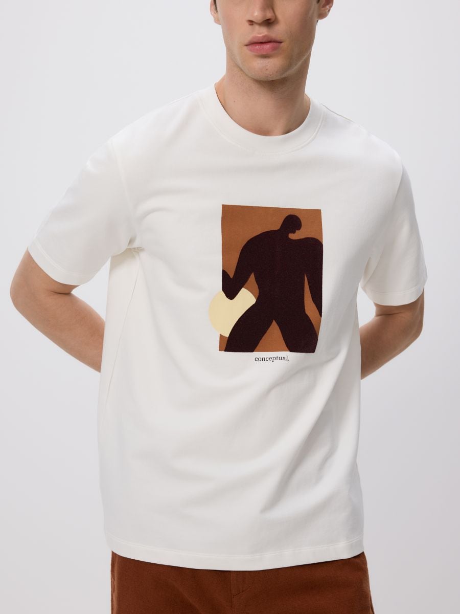 Comfort fit T-shirt with print - cream - RESERVED - 2