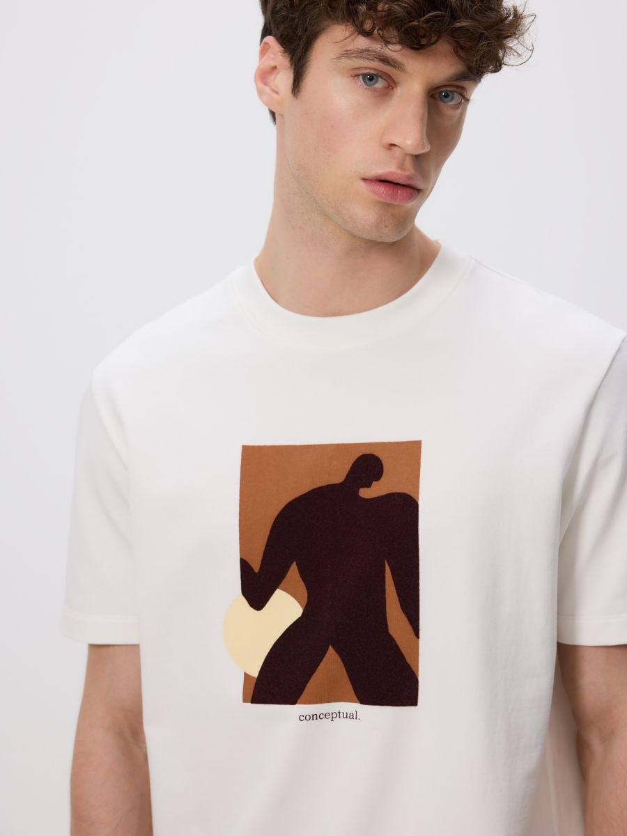 Comfort fit T-shirt with print - cream - RESERVED - 3