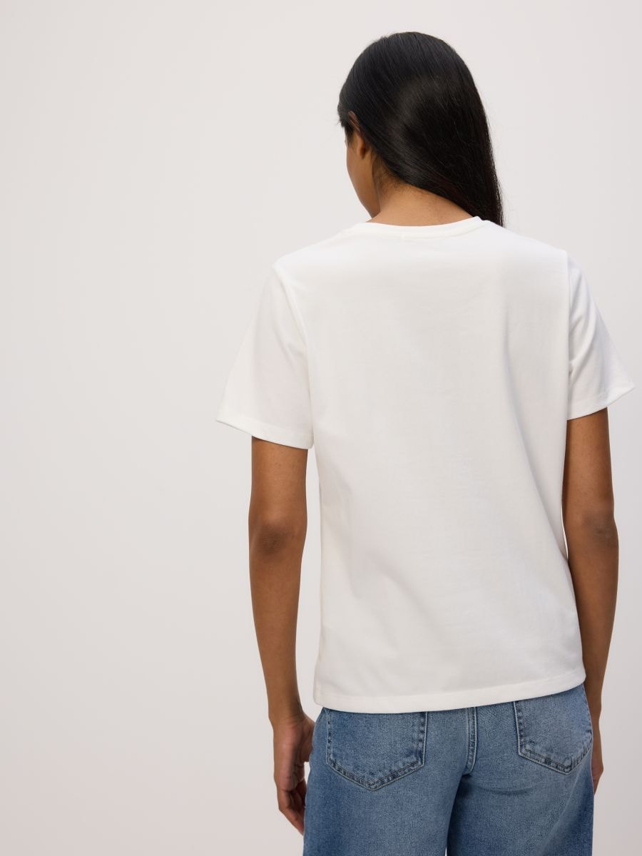 T-shirt with decorative cut-out - cream - RESERVED - 4