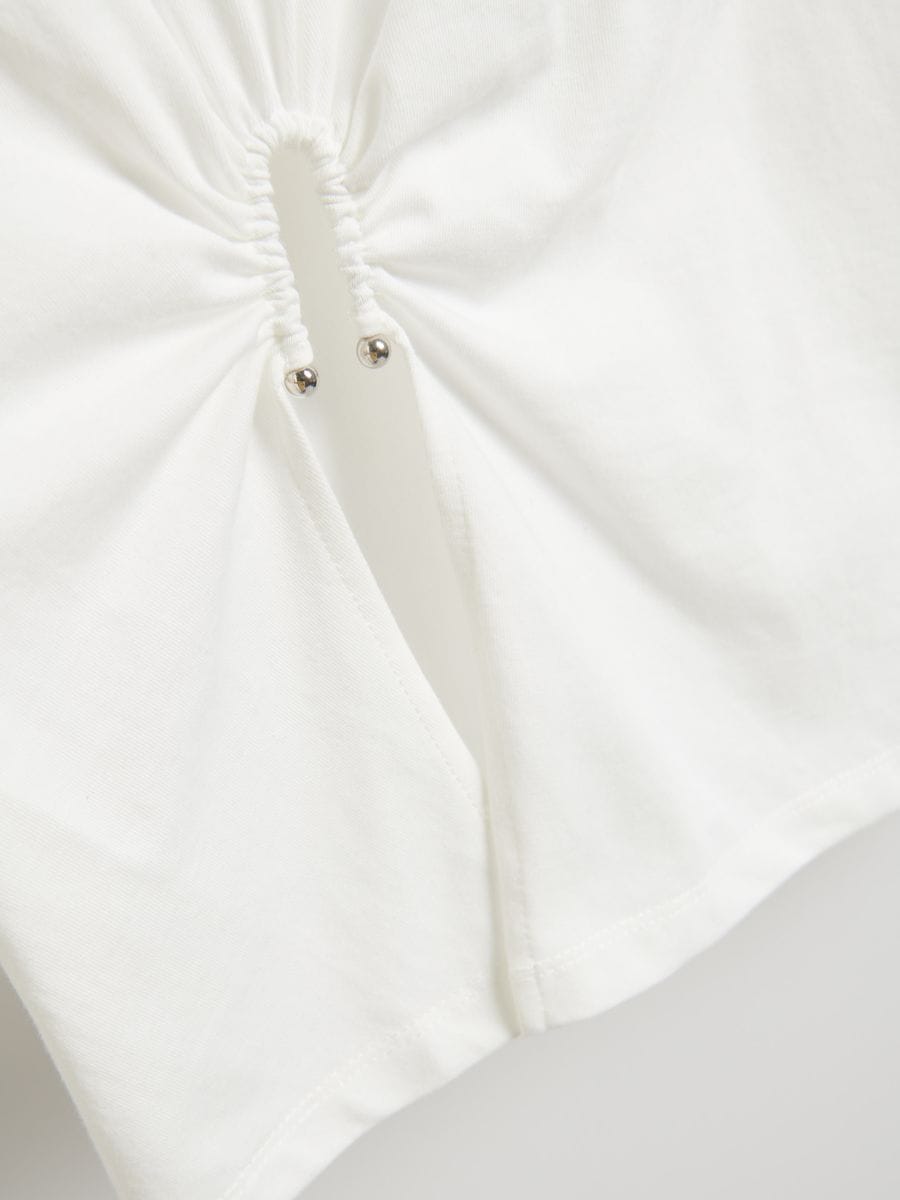 T-shirt with decorative cut-out - cream - RESERVED - 6