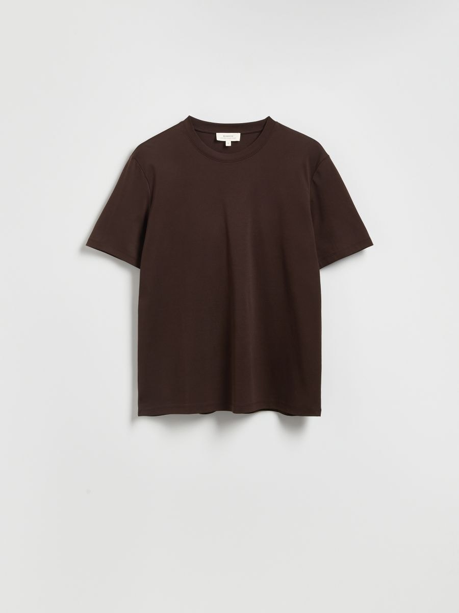 Regular fit katoenen T-shirt - BRUIN - RESERVED
