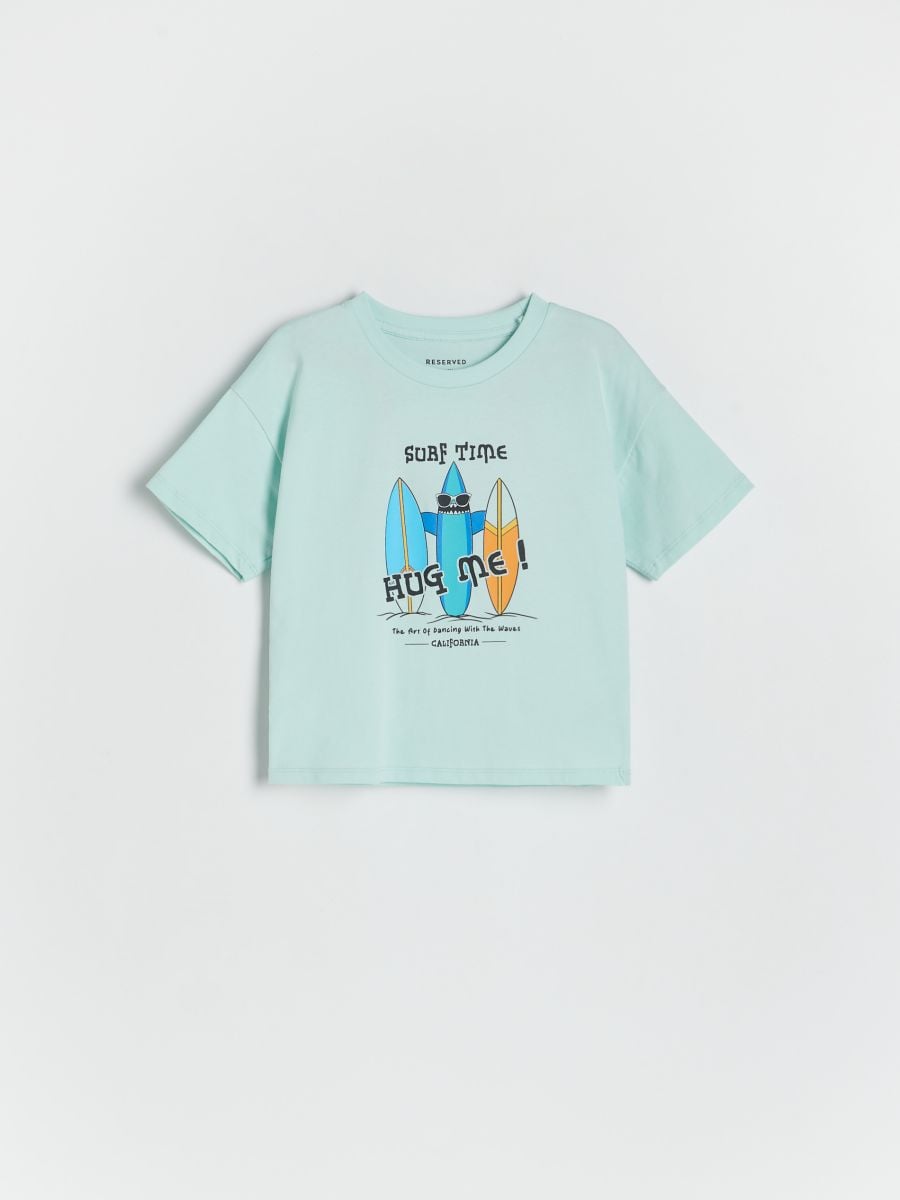 T-krekls ar apdruku - gaiša tirkīza - RESERVED
