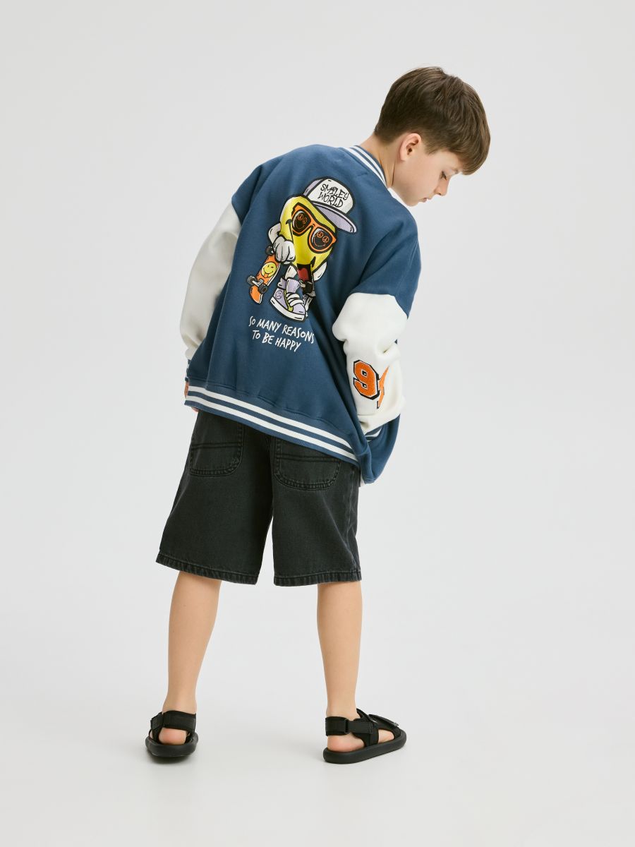 Felpa bomber in cotone SmileyWorld® - steel blue - RESERVED - 3