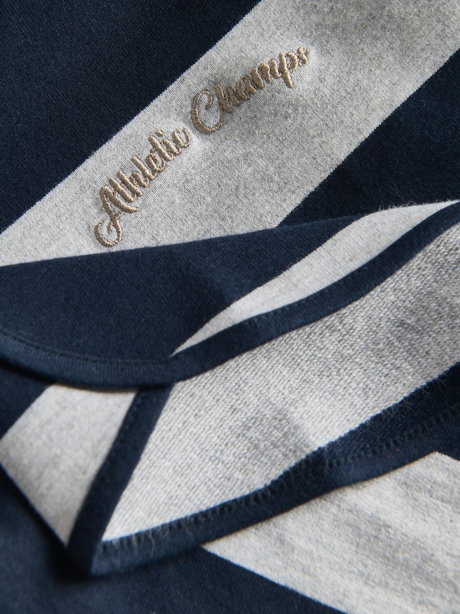 Maglietta a maniche lunghe in cotone con cappuccio - blu scuro - RESERVED - 3