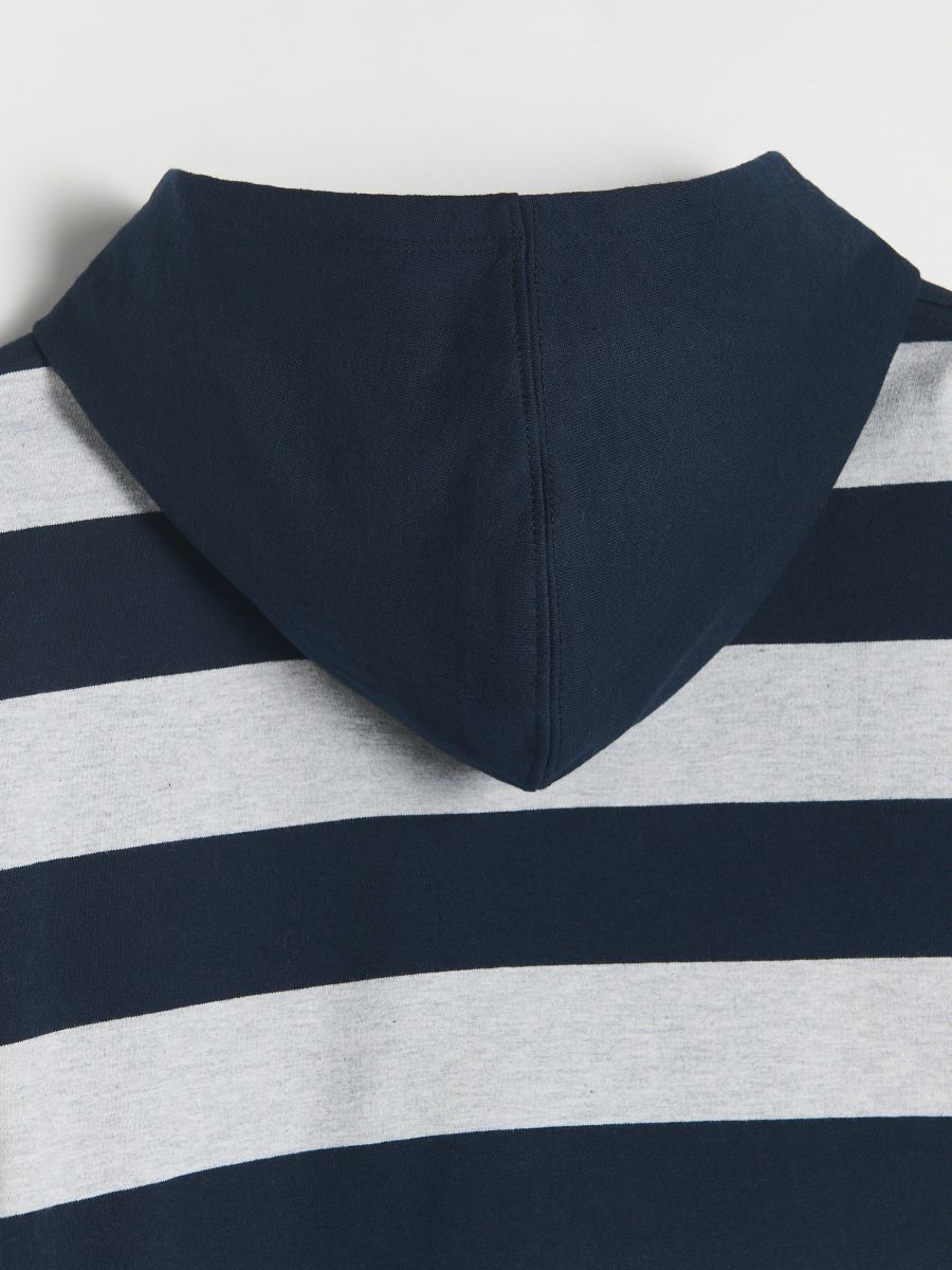 Maglietta a maniche lunghe in cotone con cappuccio - blu scuro - RESERVED - 4