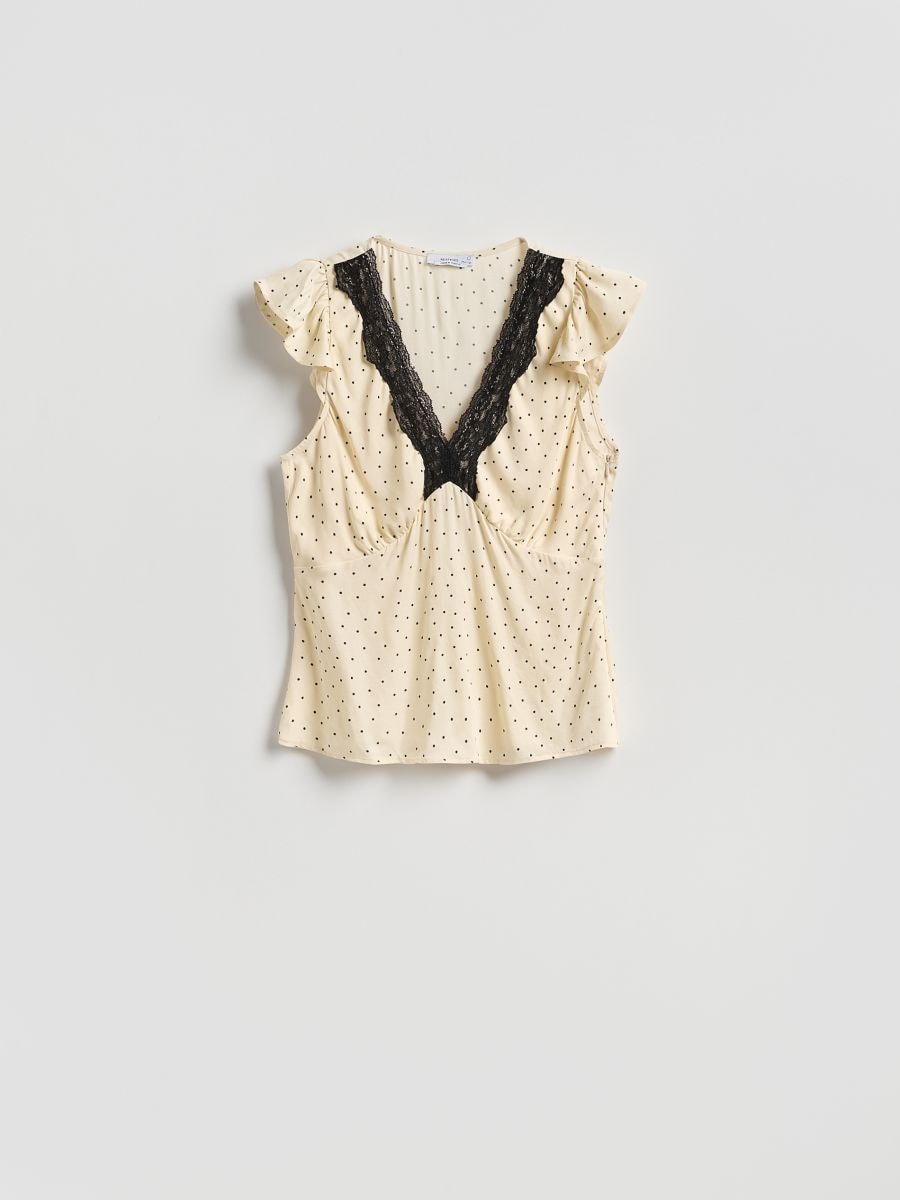 Blouse with lace - cream - RESERVED