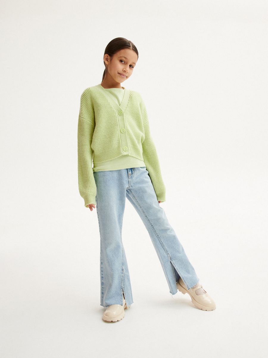 Cardigan with buttons - yellow green - RESERVED - 3