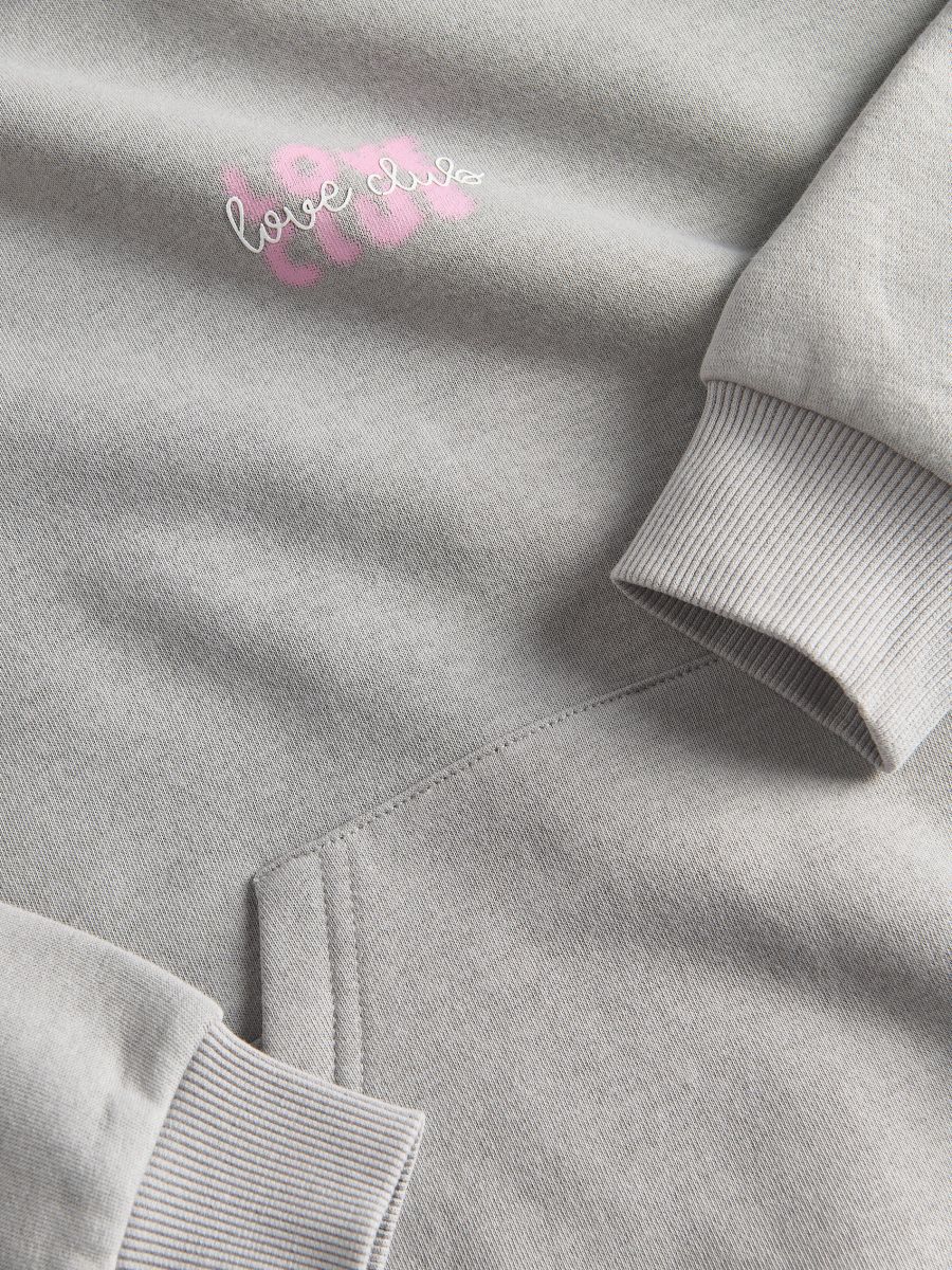 Cotton rich sweatshirt with print - light grey - RESERVED - 2
