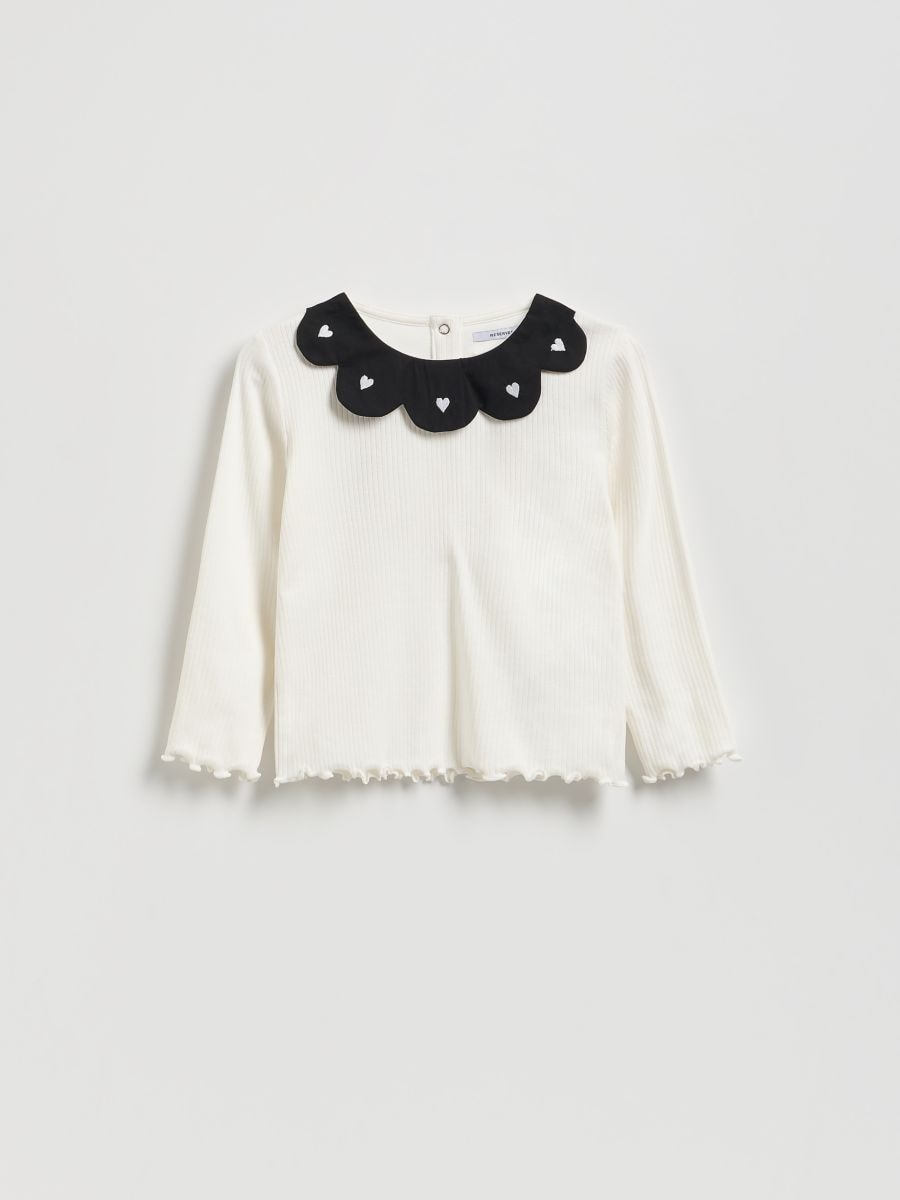 Bluza sa kontrastnom kragnom - krem - RESERVED