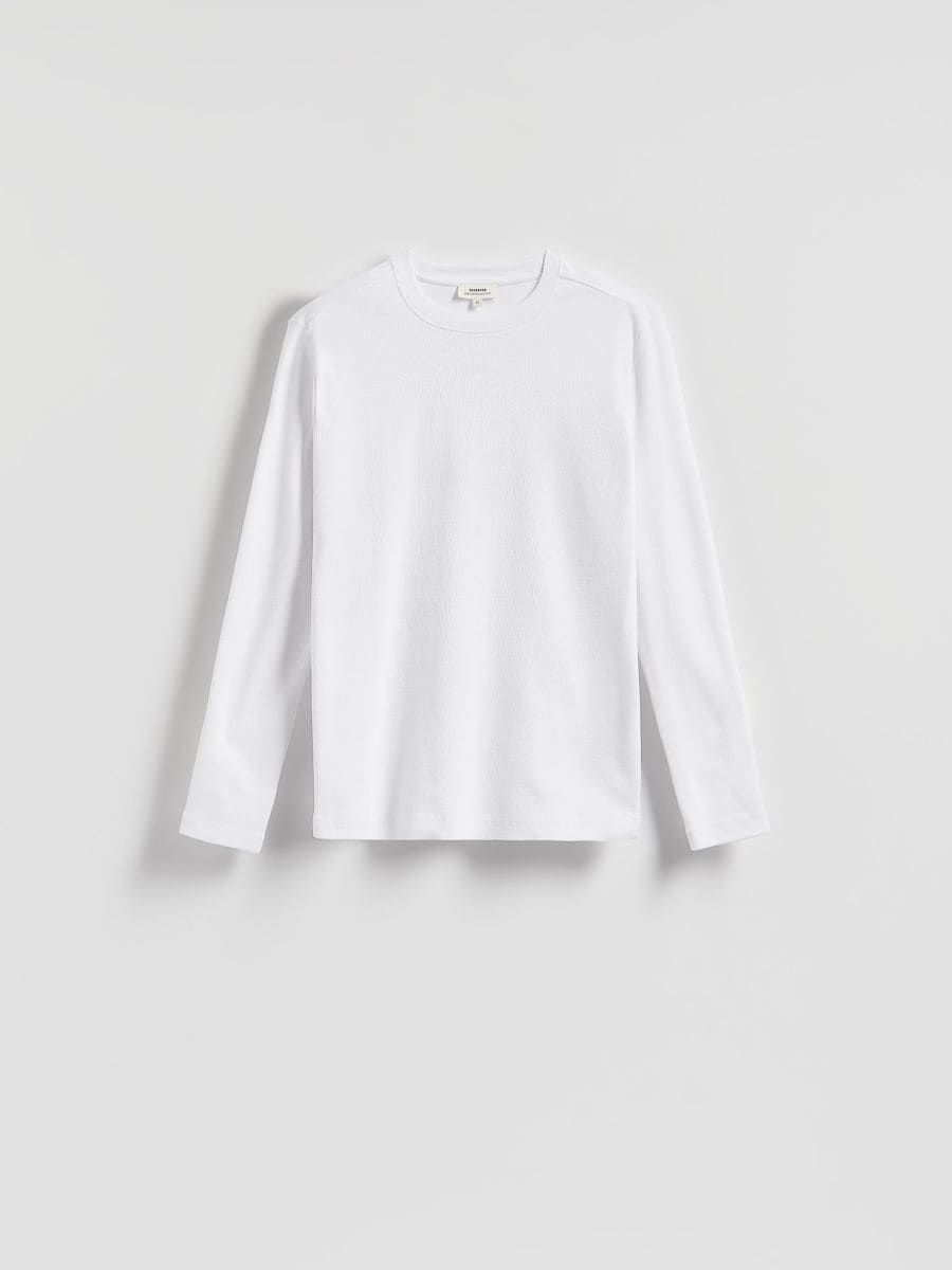 Bawełniany longsleeve - biały - RESERVED