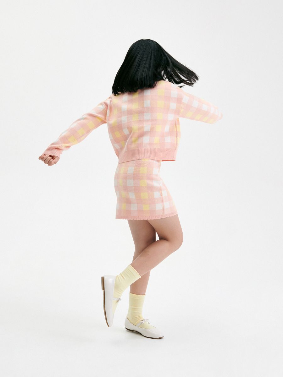Jersey check skirt - multicolor - RESERVED - 5