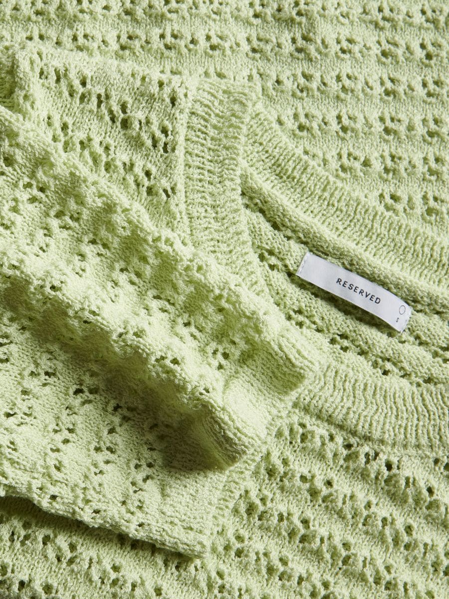 Openwork sweater with short sleeves - pale green - RESERVED - 6