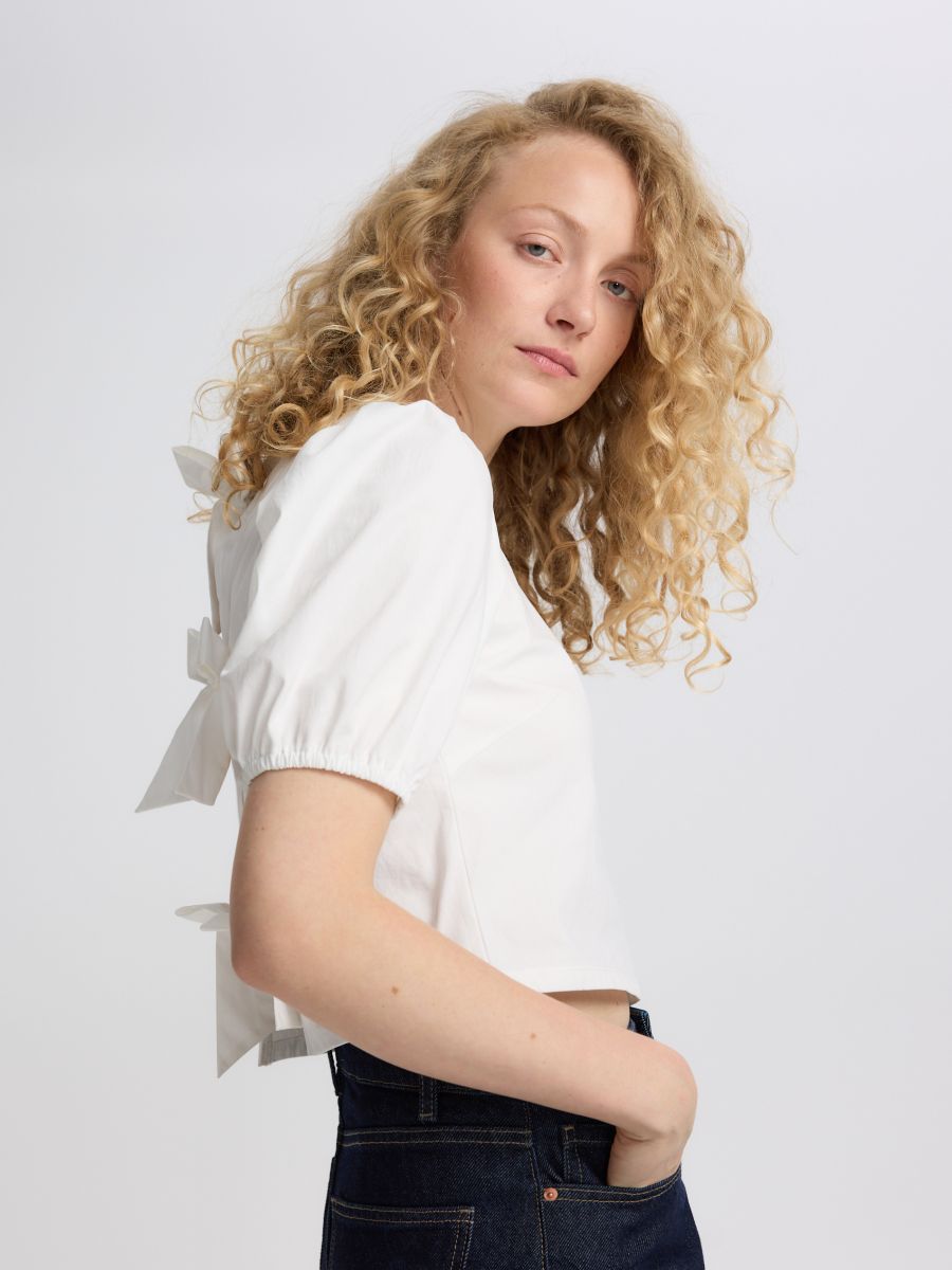 Blouse with back ties - white - RESERVED - 2